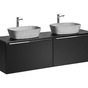 ArtCom Kúpeľňová skrinka s umývadlom a doskou SANTA FE Black DU160/1 | 160 cm