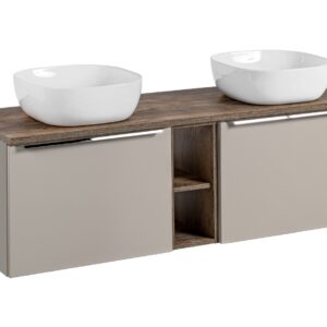 ArtCom Kúpeľňová skrinka s umývadlom a doskou SANTA Fe Taupe DU140/1 | 140 cm