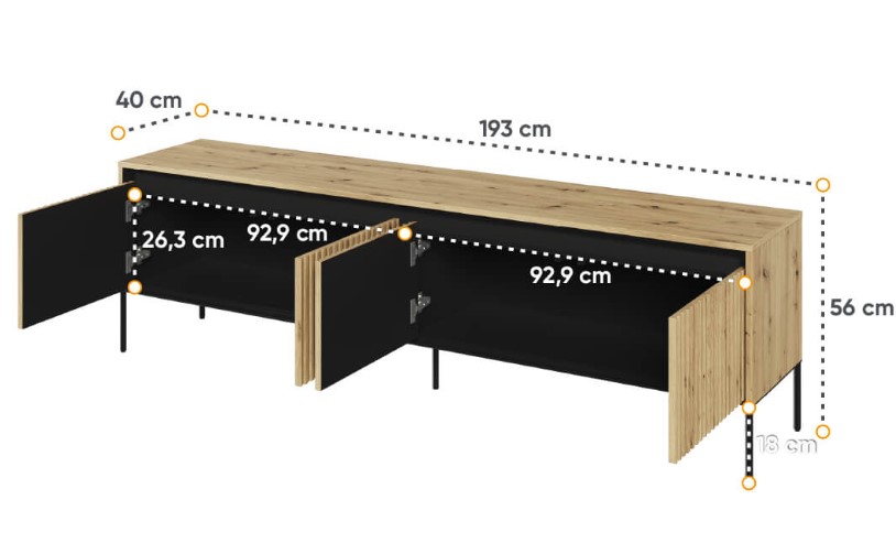 Dig-net nábytok TV stolík SWING TR-06 s LED osvetlením | dub artisan – Obrázok 3