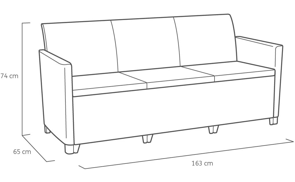 KETER Záhradná pohovka CLARA 3 seater | grafit – Obrázok 3