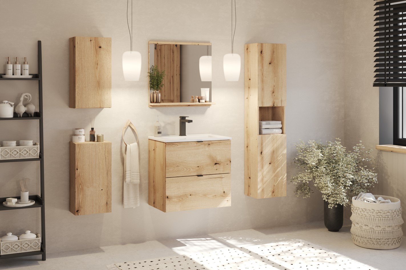 ArtCom Závesná skrinka do kúpeľne NOVA Oak 83-30-1D – Obrázok 2
