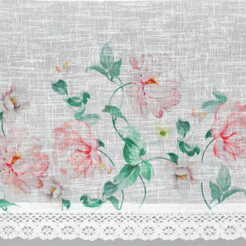ArtFir Krátka záclona ASTEJA P | biela/ružová 150 x 30 cm – Obrázok 3