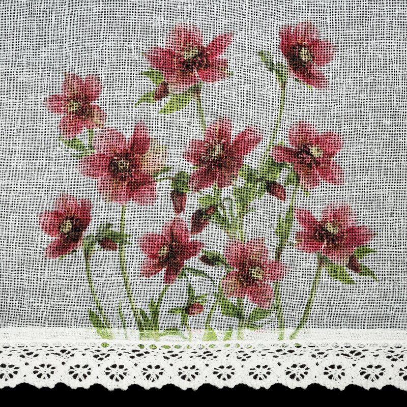 ArtFir Krátka záclona ISA P | biela/červená 150 x 60 cm – Obrázok 2
