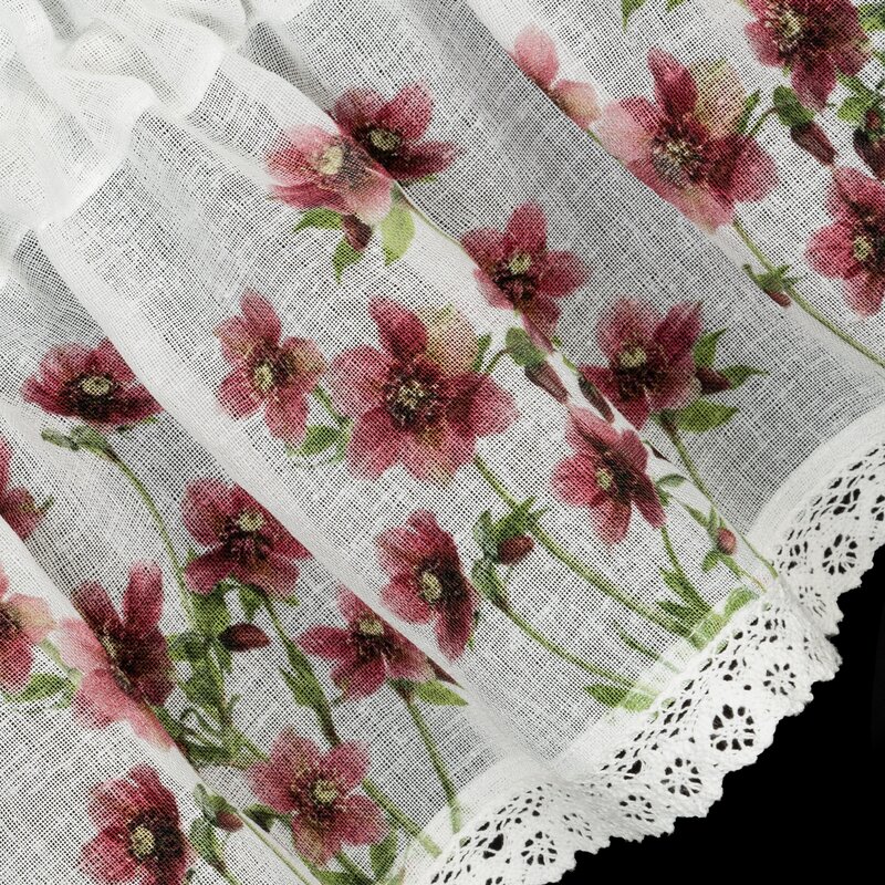 ArtFir Krátka záclona ISA P | biela/červená 150 x 60 cm – Obrázok 3