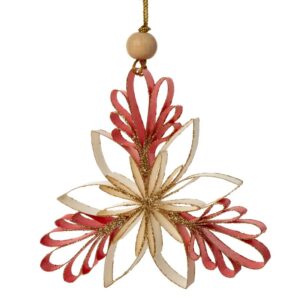 ArtFir Vianočná dekorácia VLOČKA 81 | červená/krémová 12 cm