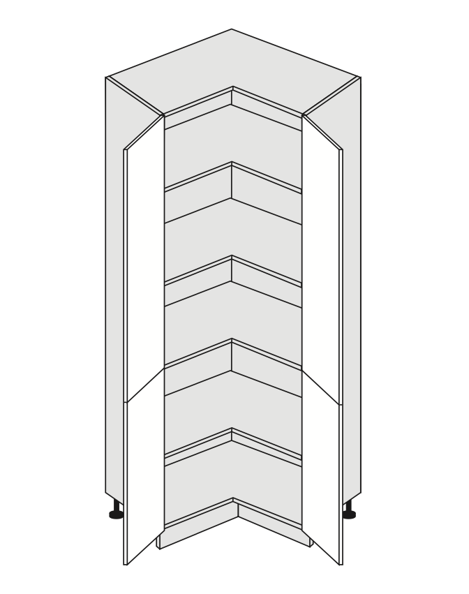 ArtExt Kuchynská skrinka vysoká rohová BONN | D24N 207 Farba korpusu: Dub artisan – Obrázok 23