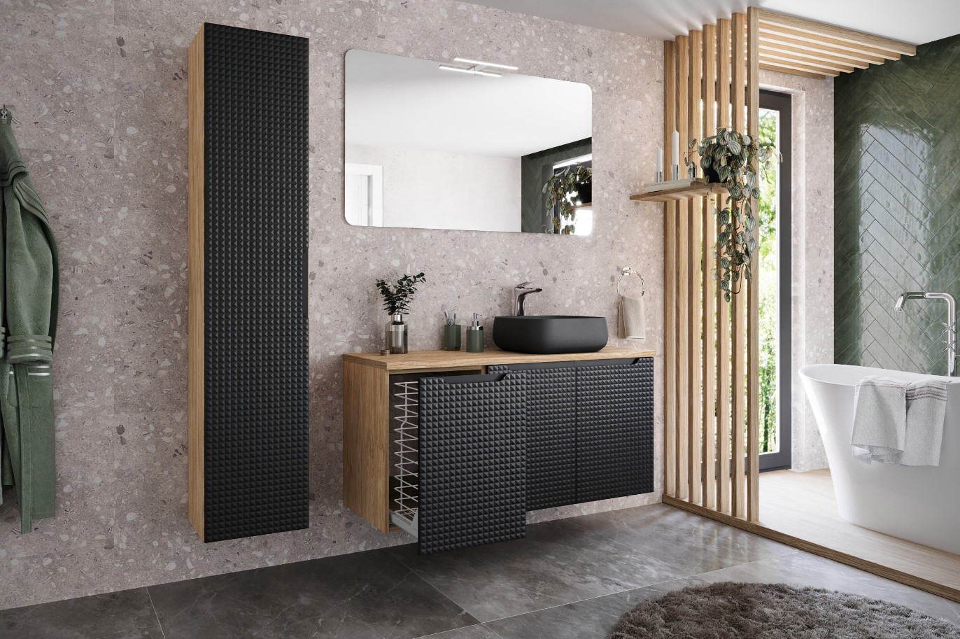ArtCom Závesná skrinka do kúpeľne LUXOR Black 81-30-1D | 30 cm – Obrázok 2