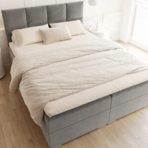 FDM Manželská posteľ PORTLAND Boxspring | sivá 180 x 200 cm