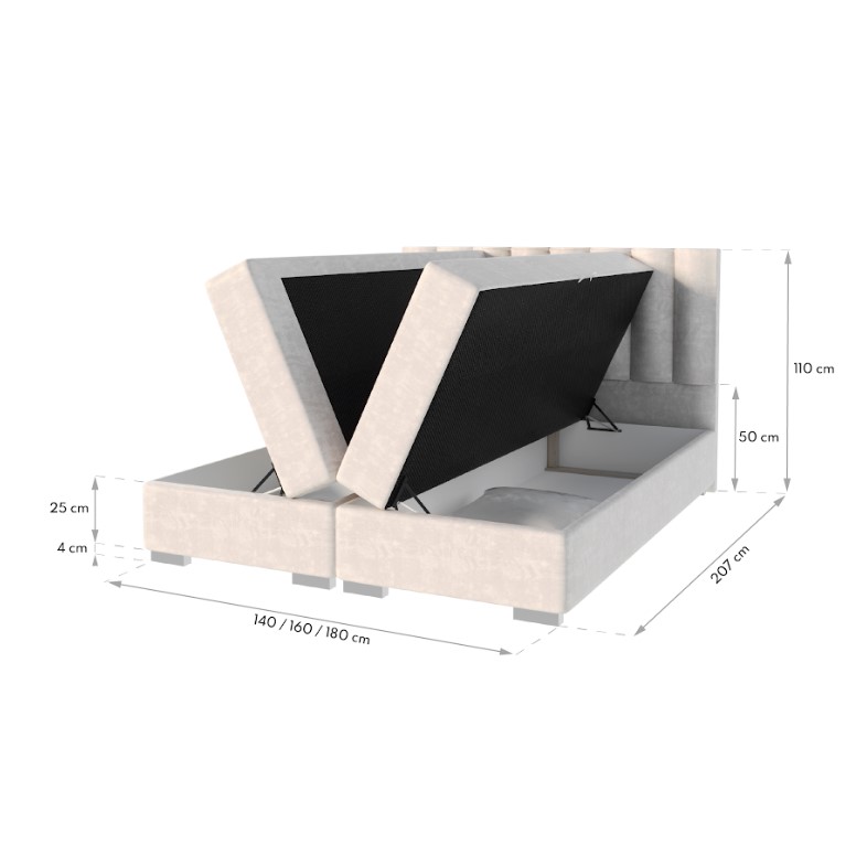 FDM Manželská posteľ LINCOLN Boxspring | krémová 160 x 200 cm – Obrázok 2