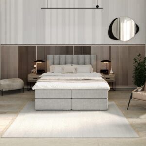 FDM Manželská posteľ LINCOLN Boxspring | sivá 160 x 200 cm
