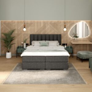 FDM Manželská posteľ LINCOLN Boxspring | grafit 160 x 200 cm