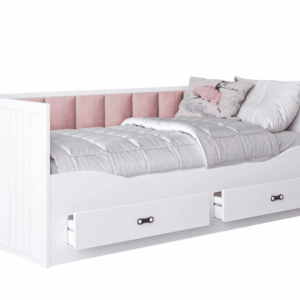 ArtAJ Rozkladacia posteľ EMMELINE s matracom | biela/ružová 80 x 200 cm