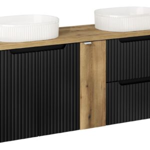 ArtCom Kúpeľňová skrinka s umývadlom a doskou NOVA Black DU140/1 | 140 cm