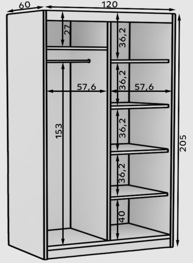 ArtAdrk Šatníková skriňa DELIA | biela/dub artisan 120 cm – Obrázok 4