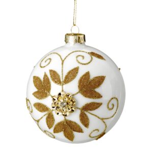 ArtFir Vianočná dekorácia BANKA 452 | sklenená biela/zlatá 10 cm