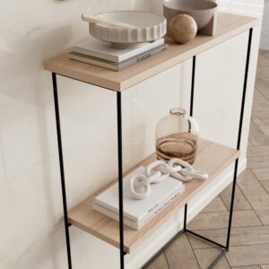 ArtAdrk Príručný stolík VELO | čierne nohy Farba: dub sonoma