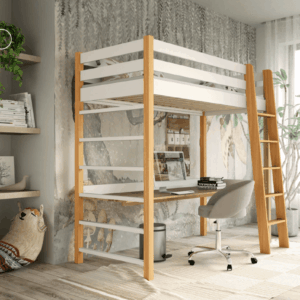 Dolmar Vyvýšená posteľ NENIO | biela/dub 80 x 190 cm