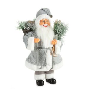 ArtFir Vianočná dekorácia SANTA CLAUS 80C | strieborná/biela 27 x 12 x 40 cm
