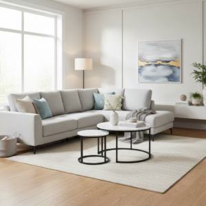 Signal Sada konferenčných stolíkov DION | čierna / efekt biely mramor