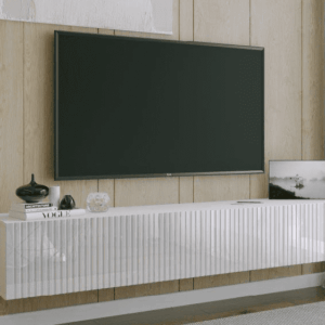 ArtExt Závesný TV stolík JOY | 200 cm Farba: Biely lesk (drážky)