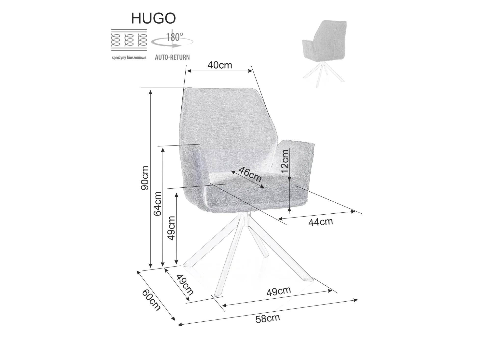 Signal Jedálenská stolička HUGO BREGO | tmavosivá – Obrázok 5