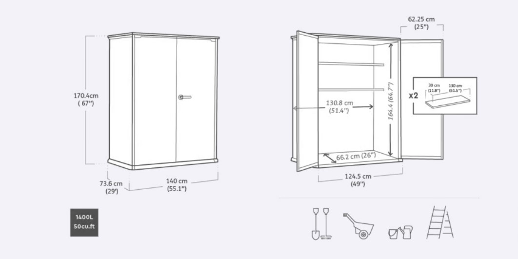 KETER Záhradná skrinka SECTION BOX 1400L | orech – Obrázok 6