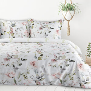 ArtFir Obliečky na dvojlôžko LEA 08 | biela/ružová 160 x 200 cm