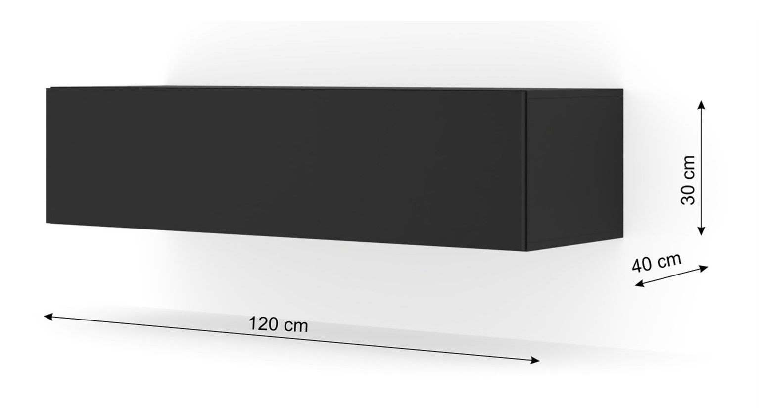 ARTBm Závesný TV stolík BINGO 120 cm | čierny mat – Obrázok 5