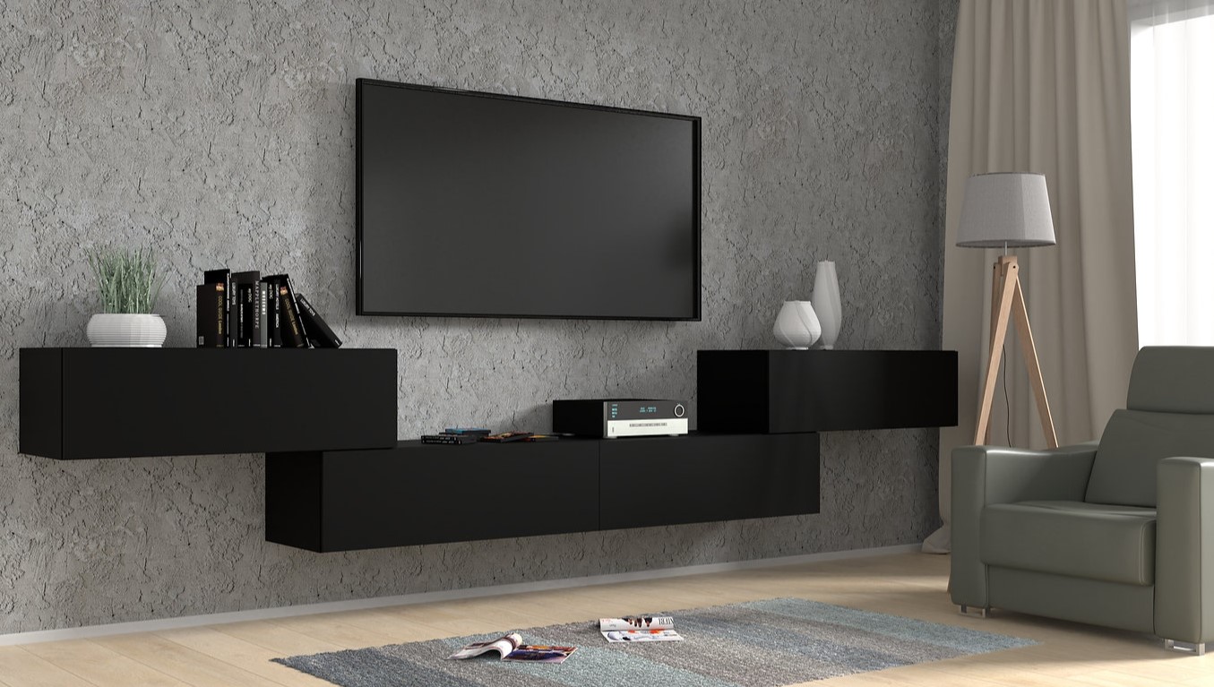 ARTBm Závesný TV stolík BINGO 120 cm | čierny mat – Obrázok 2