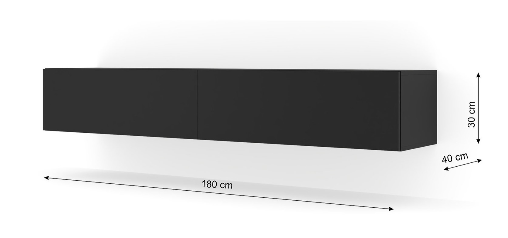 ARTBm Závesný TV stolík BINGO 180 cm | čierny mat – Obrázok 4