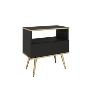 ArtPS Nočný stolík BIJOU S-54 | čierna / zlaté nohy