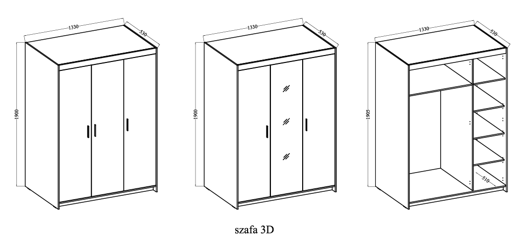 ArtLemp Šatníková skriňa ELLEN 3D | dub sonoma – Obrázok 7