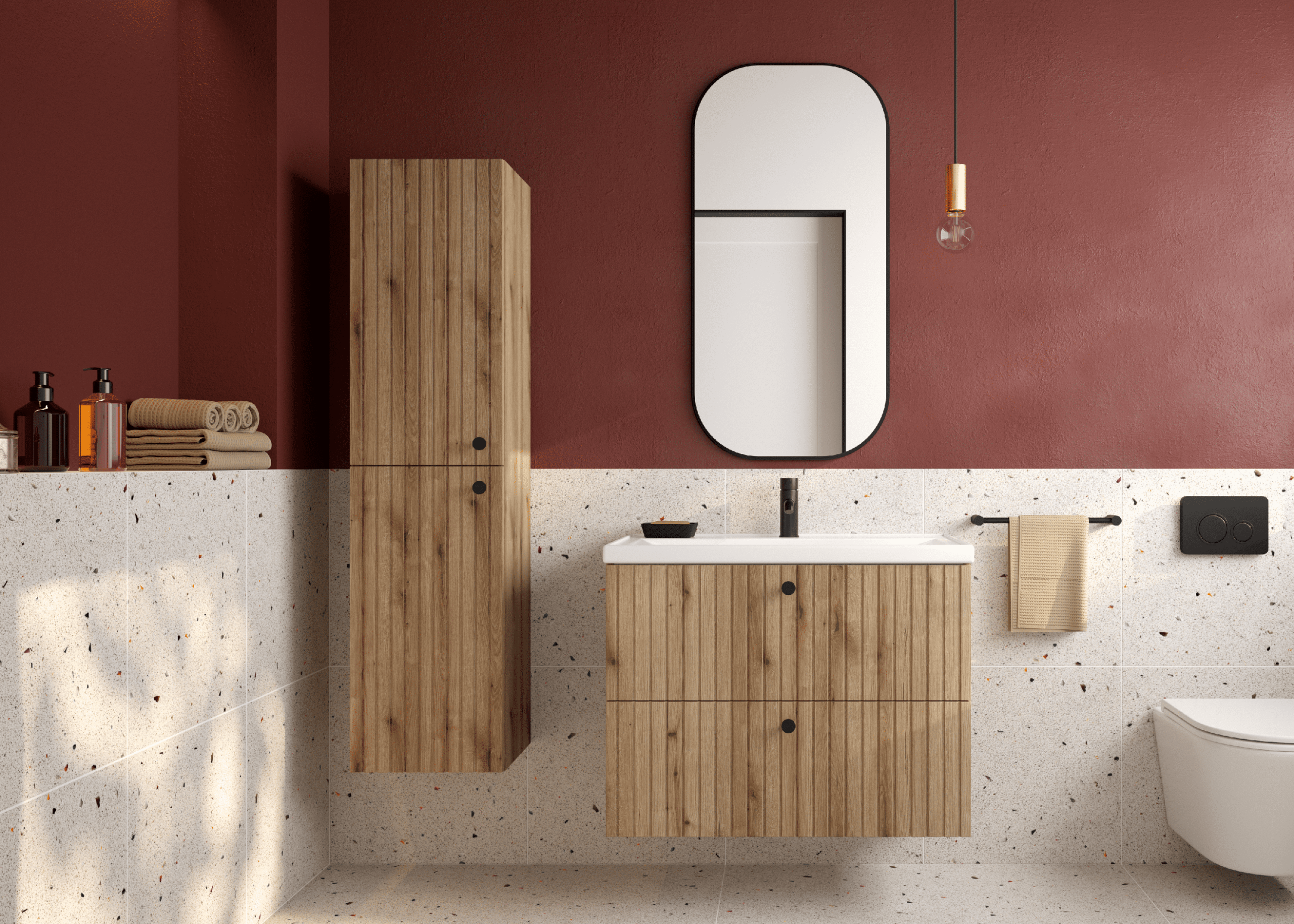 ArtDef Vysoká skrinka do kúpeľne RIETTI OAK EVOKE C35 – Obrázok 2