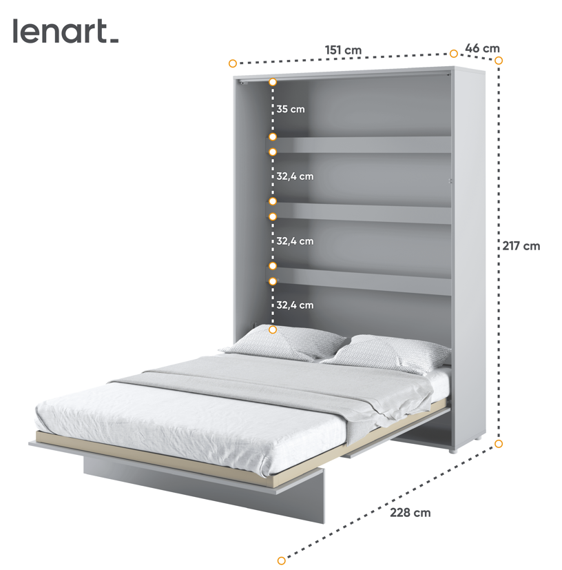 Dig-net nábytok Sklápacia posteľ Lenart BED CONCEPT BC-01 sivá | 140 x 200 cm – Obrázok 3