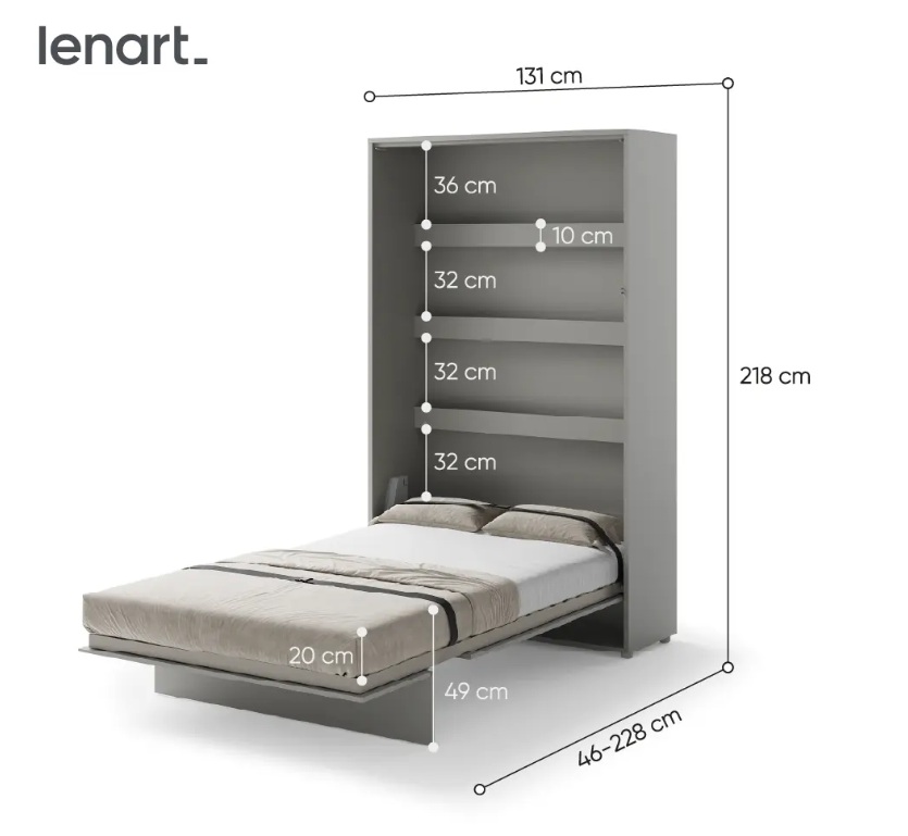 Dig-net nábytok Sklápacia posteľ Lenart BED CONCEPT BC-02 sivá | 120 x 200 cm – Obrázok 4
