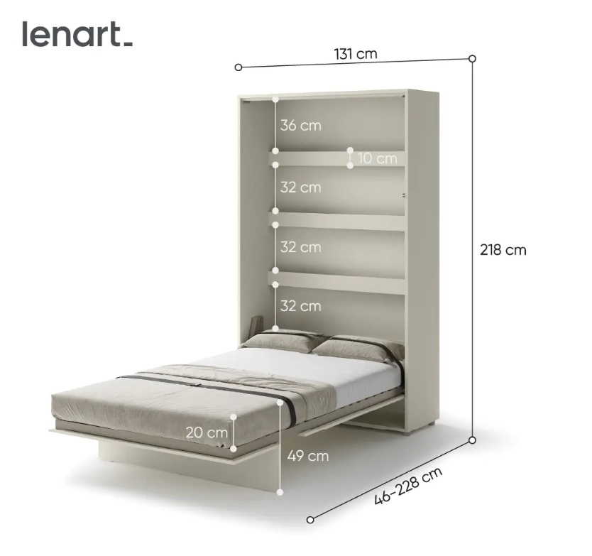 Dig-net nábytok Sklápacia posteľ Lenart BED CONCEPT BC-02 kašmír | 120 x 200 cm – Obrázok 4