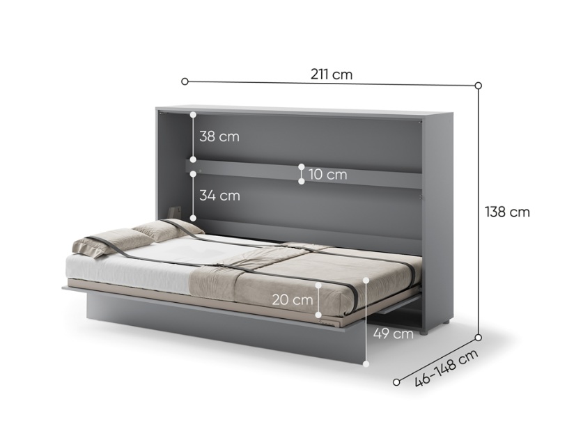 Dig-net nábytok Sklápacia posteľ Lenart BED CONCEPT BC-05 sivá | 120 x 200 cm – Obrázok 4