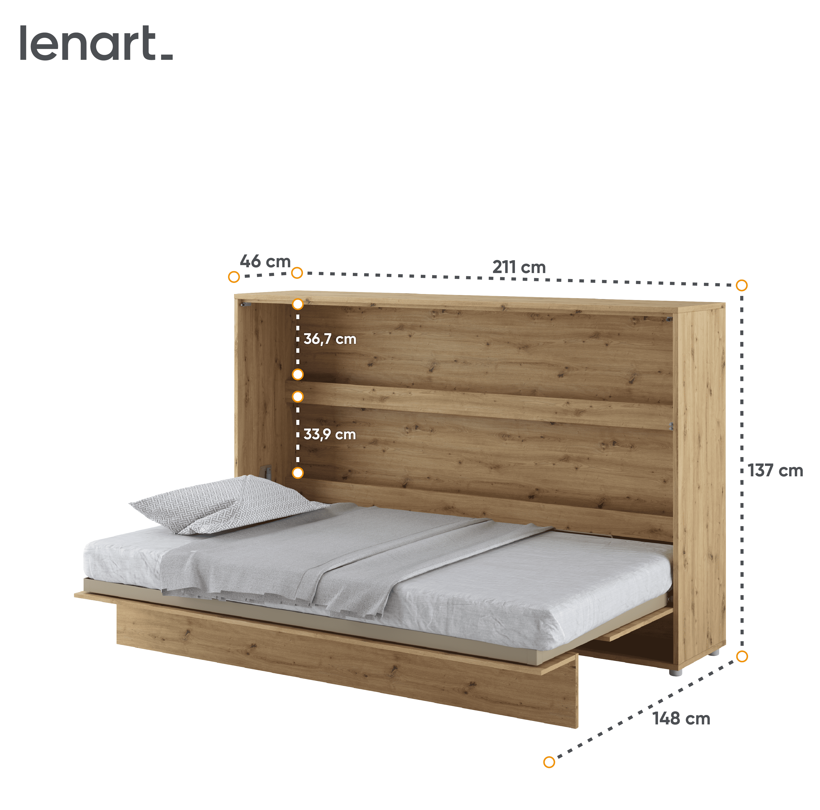 Dig-net nábytok Sklápacia posteľ Lenart BED CONCEPT BC-05 dub artisan | 120 x 200 cm – Obrázok 4