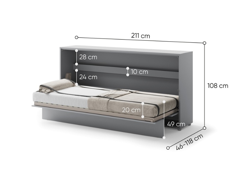 Dig-net nábytok Sklápacia posteľ Lenart BED CONCEPT BC-06 sivá | 90 x 200 cm – Obrázok 4