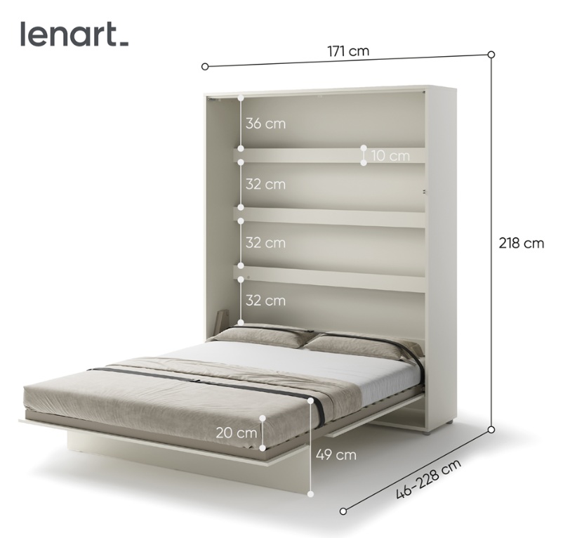 Dig-net nábytok Sklápacia posteľ Lenart BED CONCEPT BC-12 kašmír | 160 x 200 cm – Obrázok 6