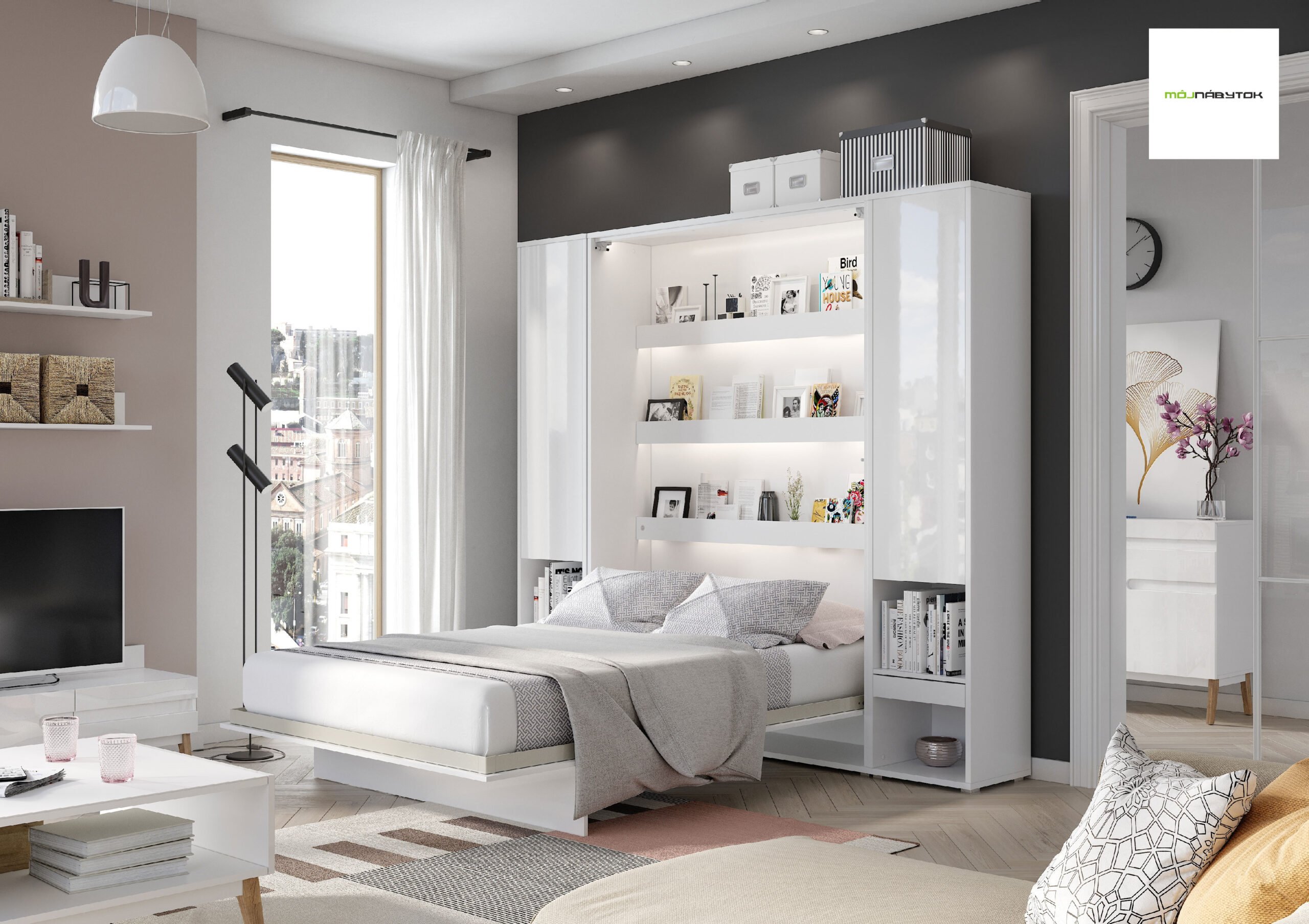 Dig-net nábytok Sklápacia posteľ Lenart BED CONCEPT BC-13 kašmír | 180 x 200 cm – Obrázok 8