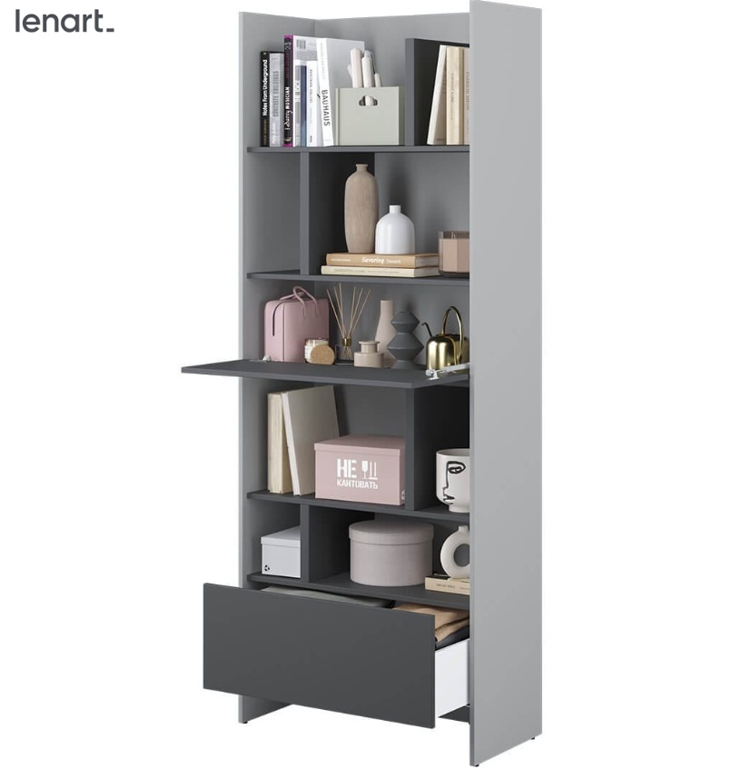 Dig-net nábytok Regál Lenart BED CONCEPT BC-22 | sivá / grafit