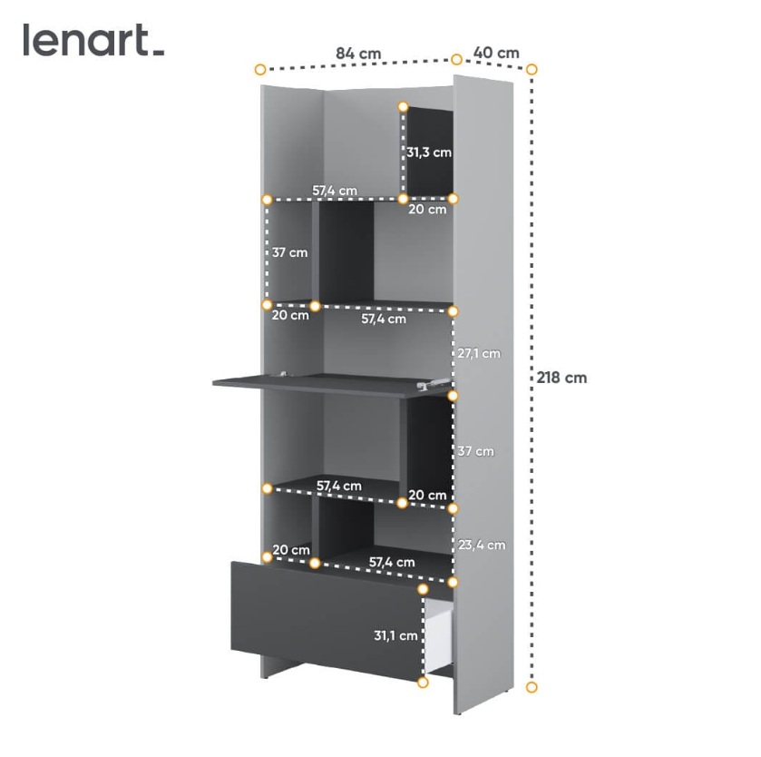 Dig-net nábytok Regál Lenart BED CONCEPT BC-22 | sivá / grafit – Obrázok 3