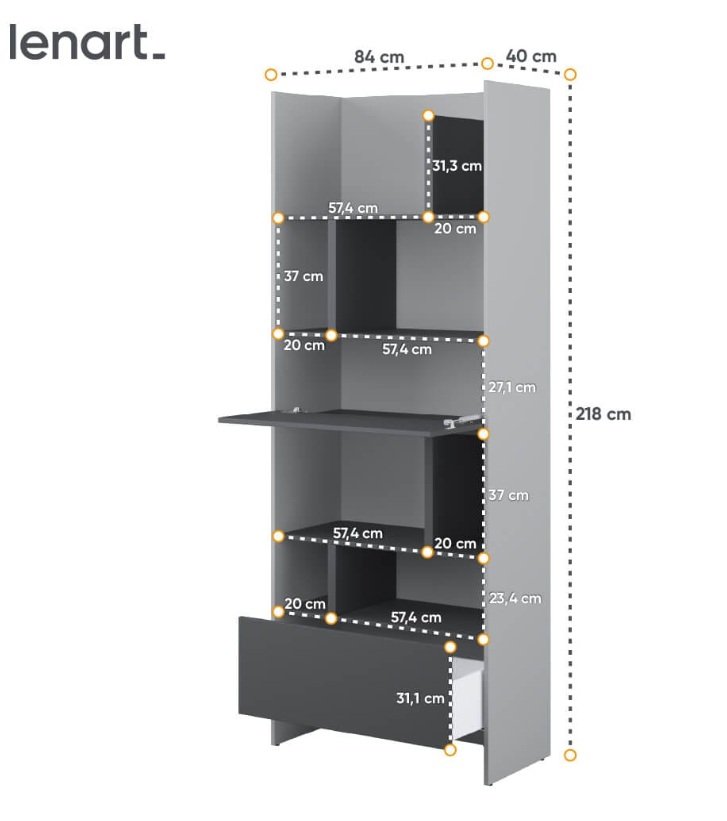 Dig-net nábytok Regál Lenart BED CONCEPT BC-22 | sivá / grafit – Obrázok 4