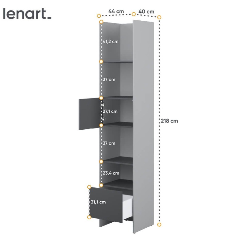 Dig-net nábytok Regál Lenart BED CONCEPT BC-23 | sivá / grafit – Obrázok 4