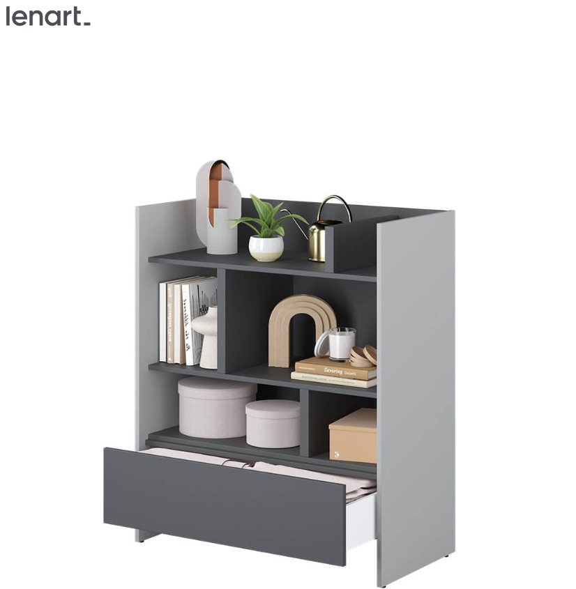 Dig-net nábytok Regál Lenart BED CONCEPT BC-25 | sivá / grafit