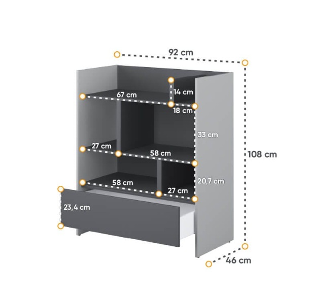 Dig-net nábytok Regál Lenart BED CONCEPT BC-25 | sivá / grafit – Obrázok 3