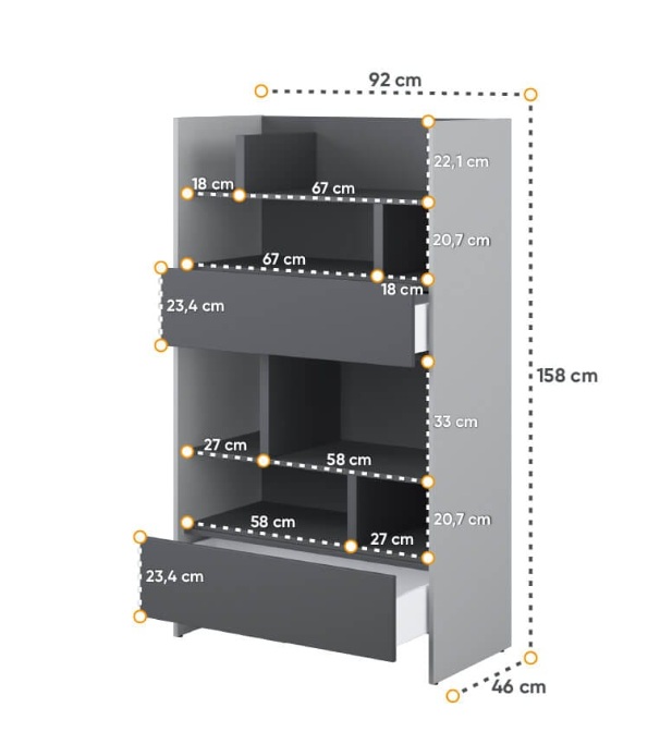 Dig-net nábytok Regál Lenart BED CONCEPT BC-27 | sivá / grafit – Obrázok 3