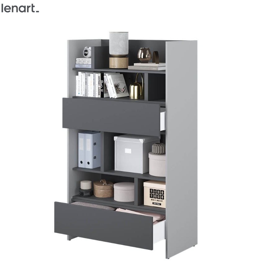 Dig-net nábytok Regál Lenart BED CONCEPT BC-27 | sivá / grafit