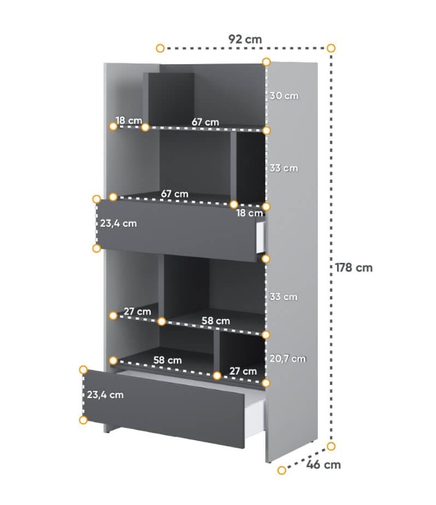 Dig-net nábytok Regál Lenart BED CONCEPT BC-28 | sivá / grafit – Obrázok 3